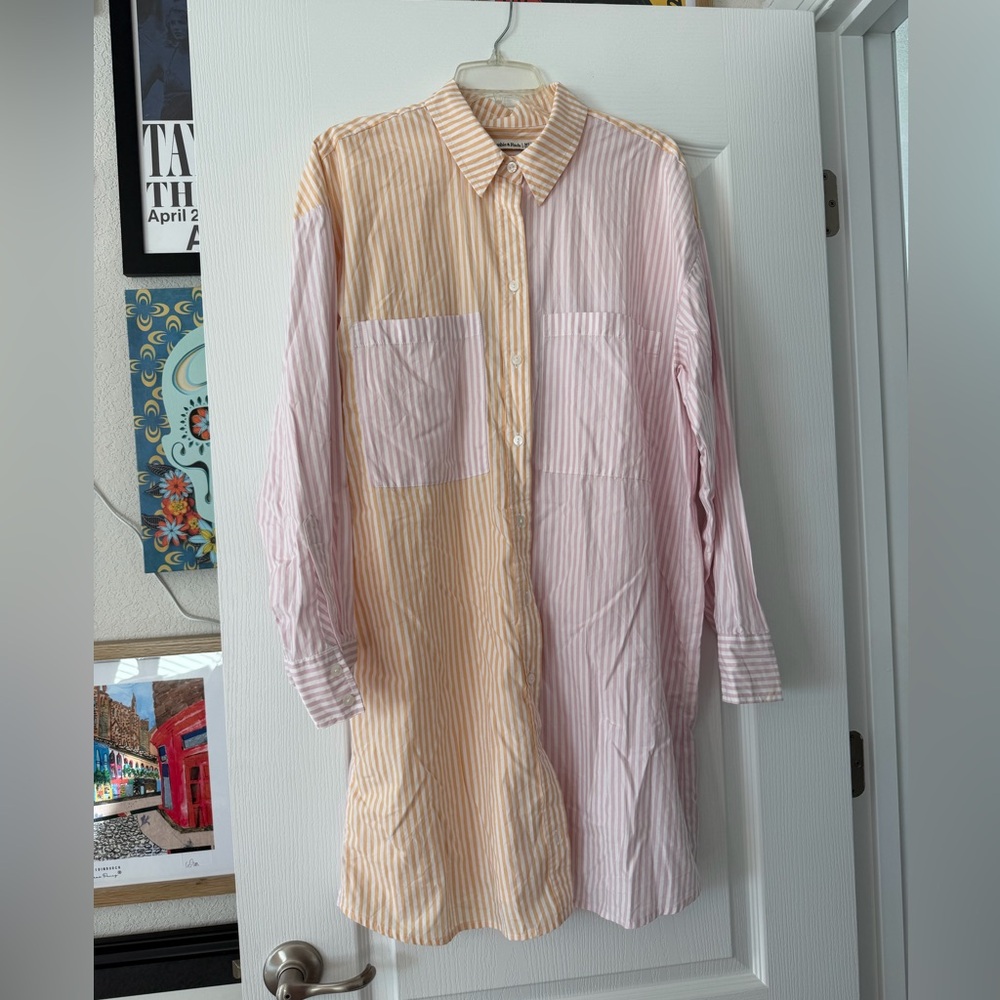 Abercrombie Striped Button-Up Shirt Dress MT